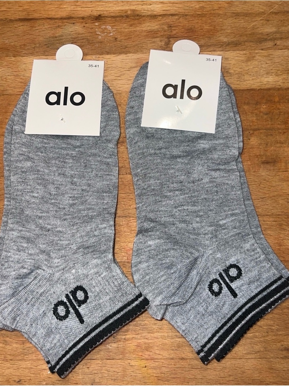 ALO Athletic Socks in Heather Gray with Black Trim - 2 Pack